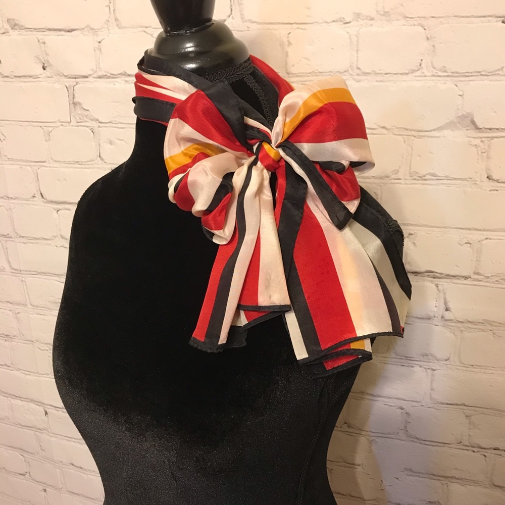Vintage 80s Echo Striped Silk Scarf - Picture 5 of 8
